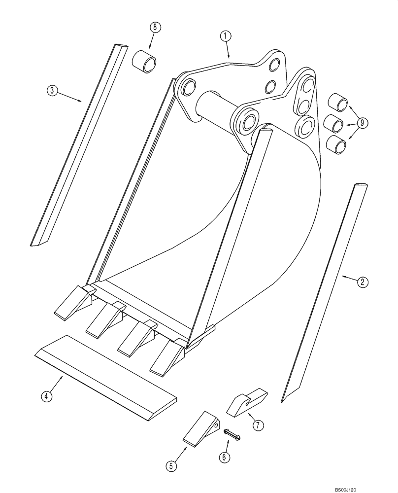 Схема запчастей Case 580M - (09-29) - BUCKET, BACKHOE (09) - CHASSIS/ATTACHMENTS