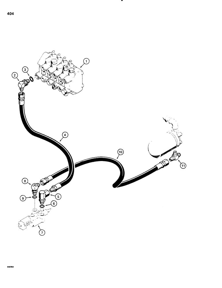 Схема запчастей Case SD100 - (404) - HYDRA-BORER CONTROL VALVE HYDRAULIC CIRCUIT, USED WITH H588566 FOUR SPOOL BACKHOE VALVE (35) - HYDRAULIC SYSTEMS