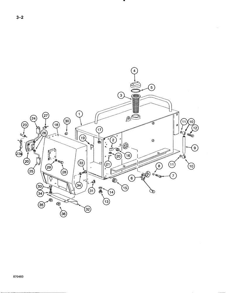 Схема запчастей Case 888 - (3-002) - FUEL TANK AND STORAGE COMPARTMENT, P.I.N. FROM 74163 TO XXXXX (03) - FUEL SYSTEM