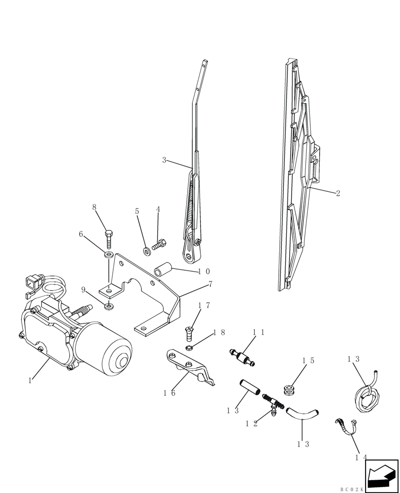 Схема запчастей Case 650K - (04-24) - WIPER, REAR - CAB (04) - ELECTRICAL SYSTEMS