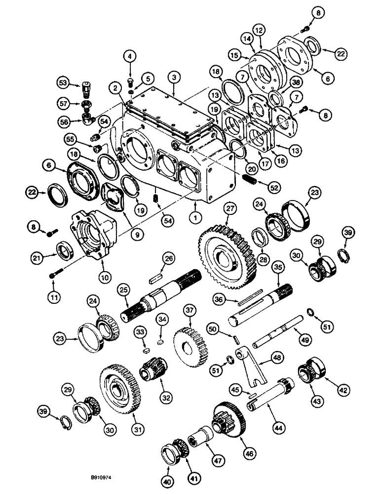 Схема запчастей Case 660 - (6-30) - TRANSMISSION ASSEMBLY - H673650 (06) - POWER TRAIN