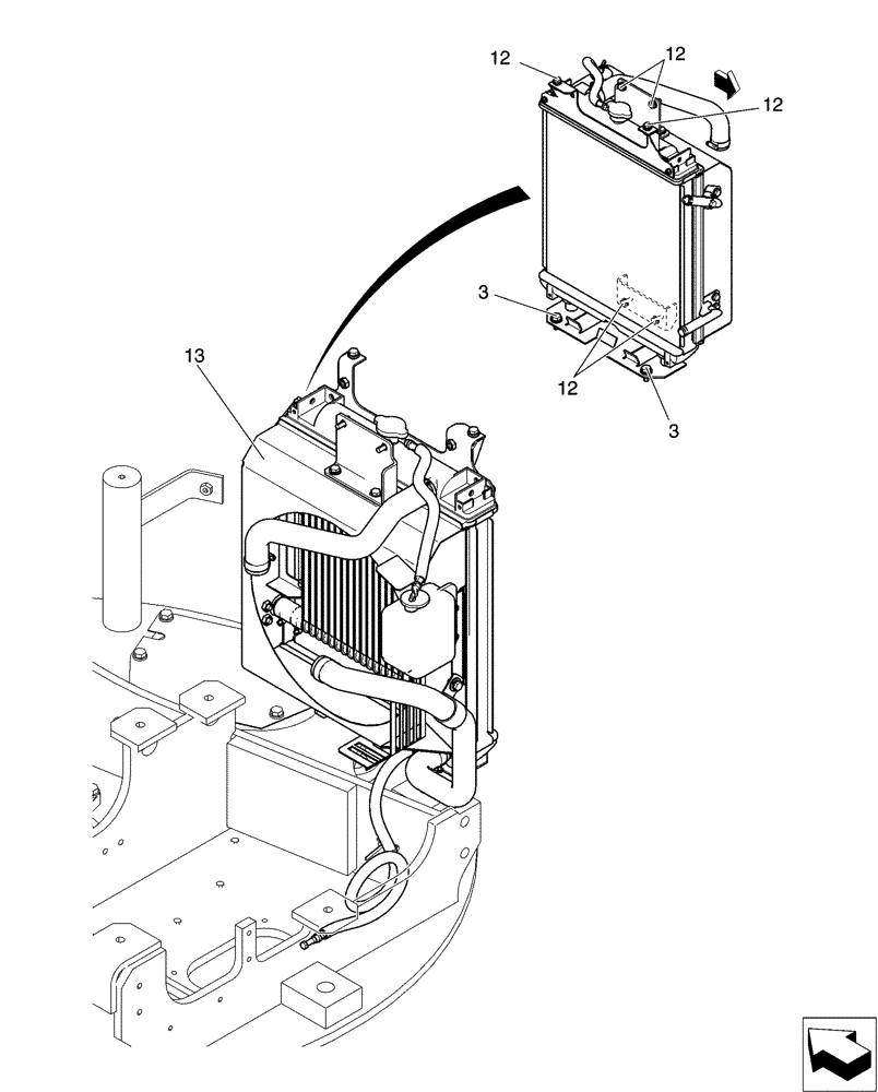 Схема запчастей Case CX31B - (01-012[01]) - RADIATOR INSTAL (10) - ENGINE