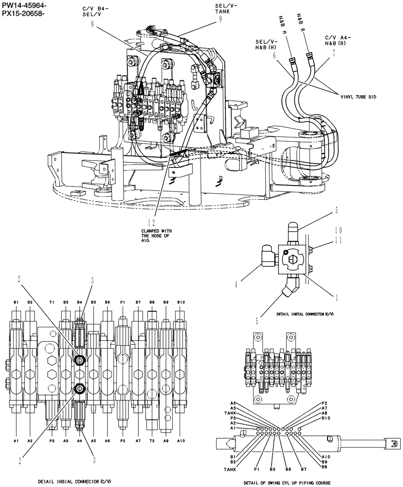 Схема запчастей Case CX31B - (100-60[1]) - HYDRAULIC LINES, UPPER (00) - GENERAL & PICTORIAL INDEX