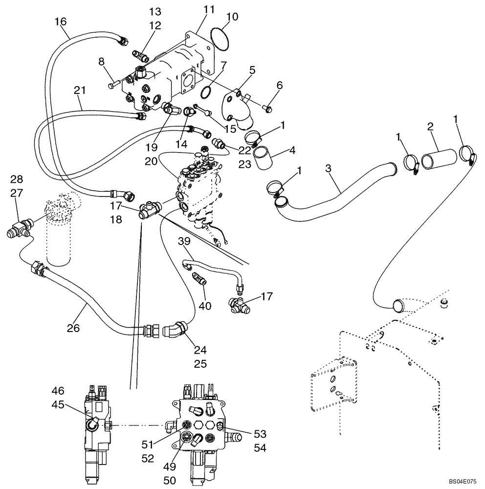 Схема запчастей Case 590SM - (08-01) - HYDRAULICS - PUMP, FILTER AND LOADER VALVE (WITHOUT PILOT CONTROLS) (08) - HYDRAULICS