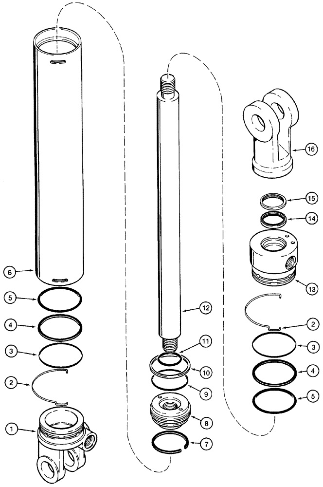 Схема запчастей Case 460 - (8-070) - BACKHOE STABILIZER CYLINDER ASSEMBLY, 101643A1, D100 BACKHOE (08) - HYDRAULICS