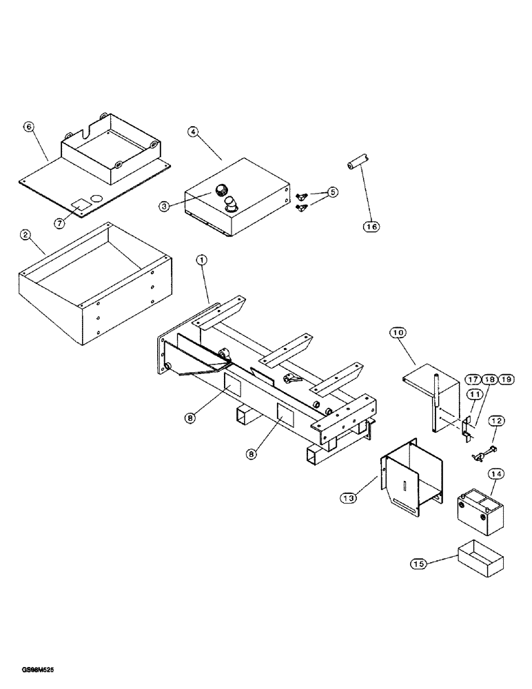 Схема запчастей Case 200TX - (9-06) - FRAME, FUEL TANK AND BATTERY BOX 