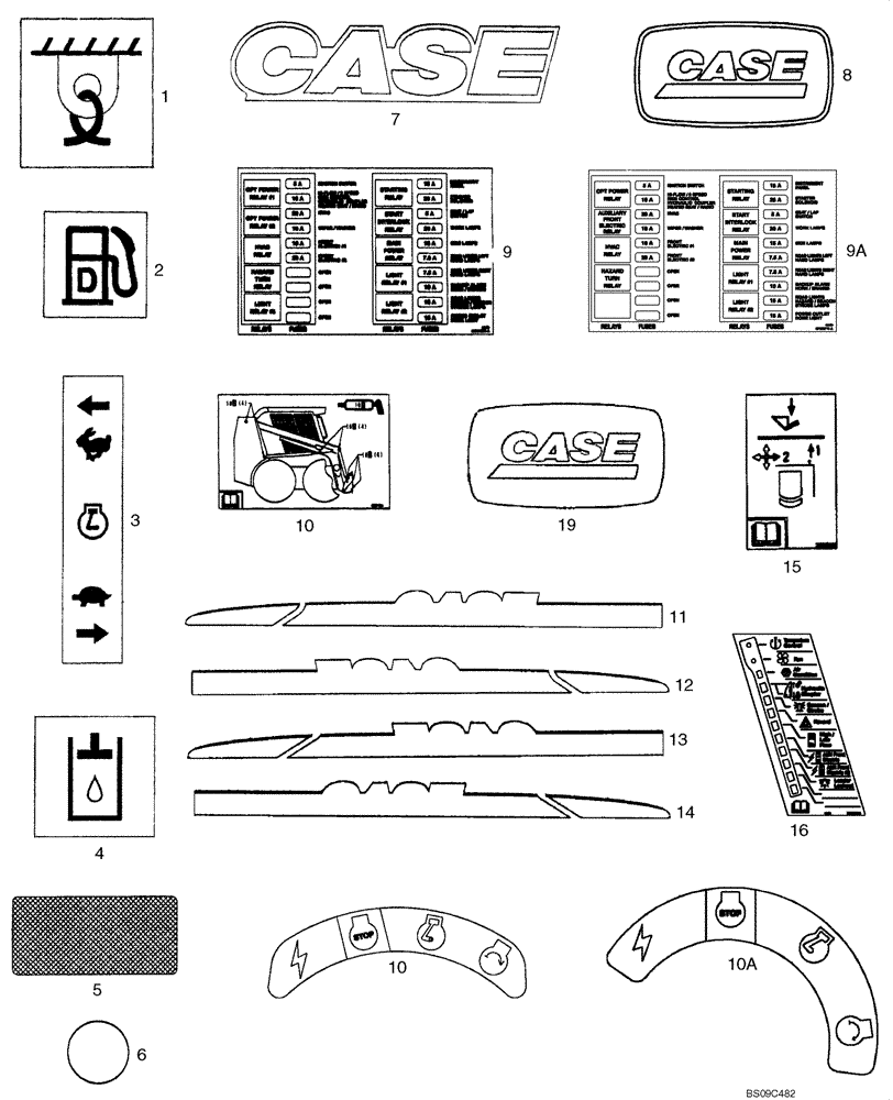 Схема запчастей Case 410 - (09-65) - DECALS (09) - CHASSIS