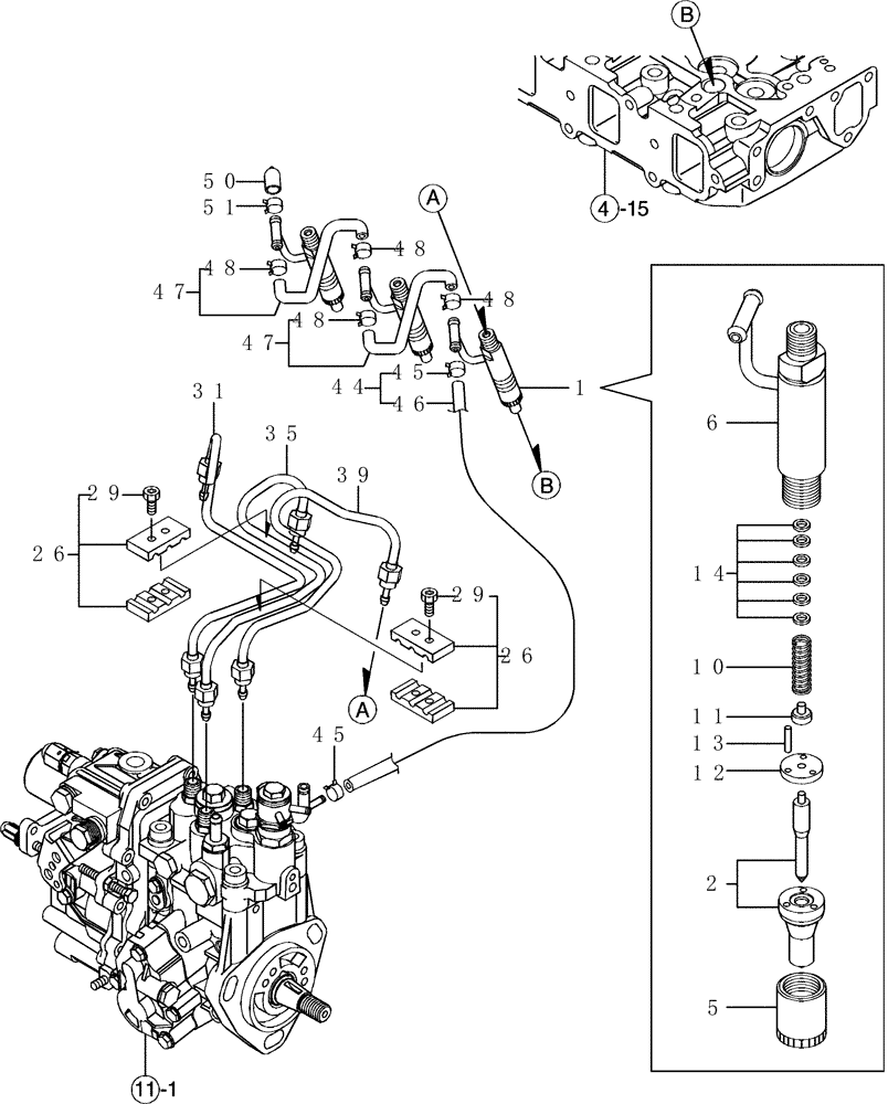 Схема запчастей Case CX36B - (3TNV88-BPYB-28[1]) - FUEL INJECTION VALVE (10) - ENGINE