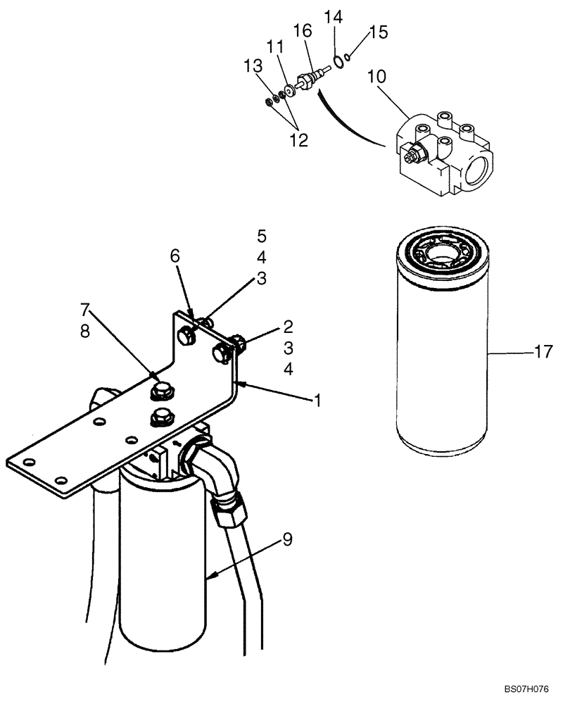 Схема запчастей Case 410 - (06-09) - FILTER ASSY - MOUNTING (06) - POWER TRAIN