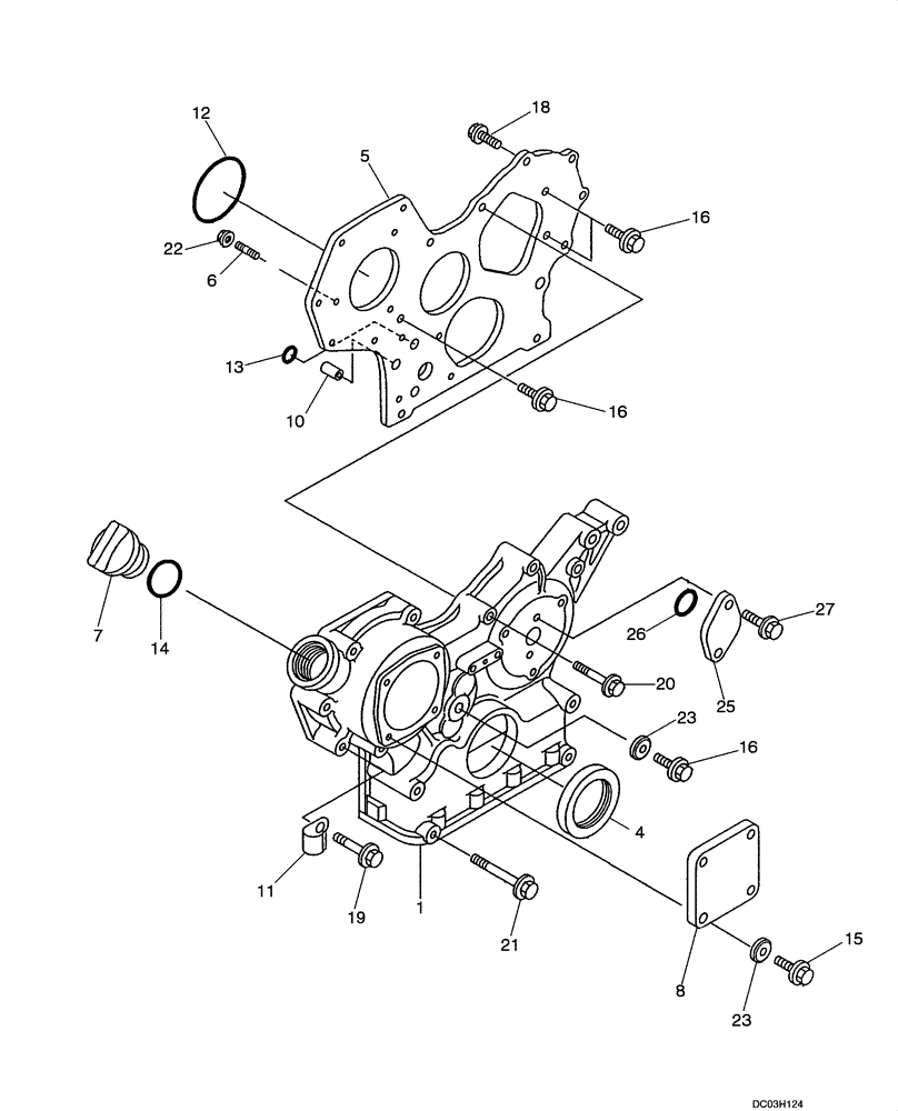 Схема запчастей Case CX47 - (02-12[00]) - HOUSING, GEAR (02) - ENGINE