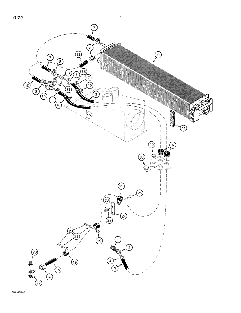 Схема запчастей Case 621 - (9-72) - HEATING SYSTEM (09) - CHASSIS/ATTACHMENTS