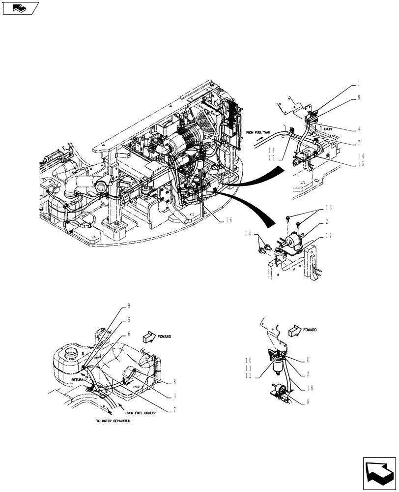 Схема запчастей Case CX55BMSR - (01-005[01]) - FUEL LINES (10) - ENGINE