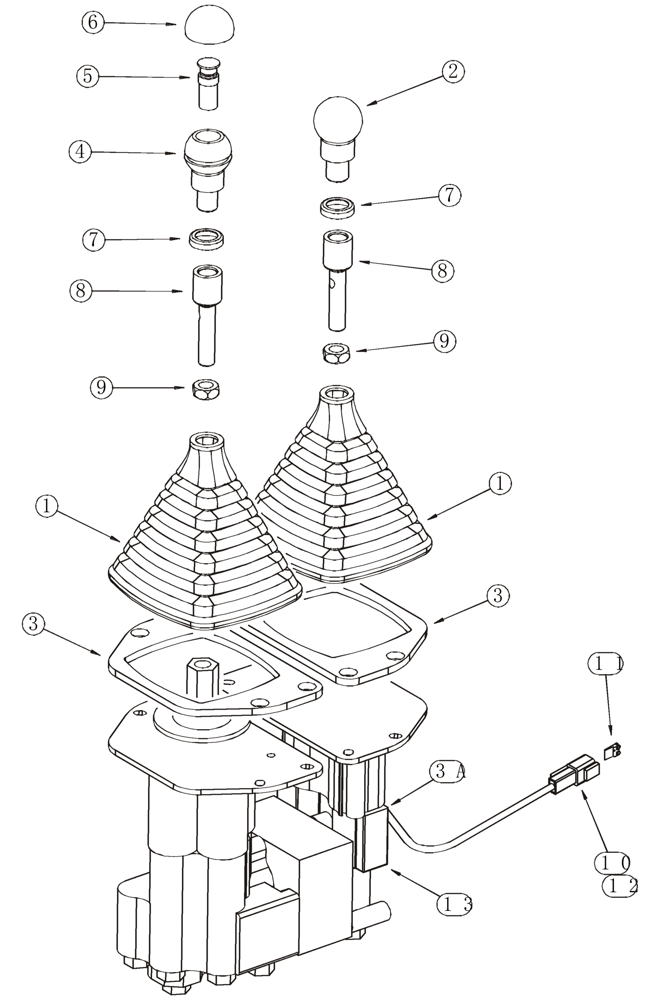 Схема запчастей Case 821C - (08-54) - VALVE ASSY REMOTE CONTROL, DUAL LEVER (08) - HYDRAULICS