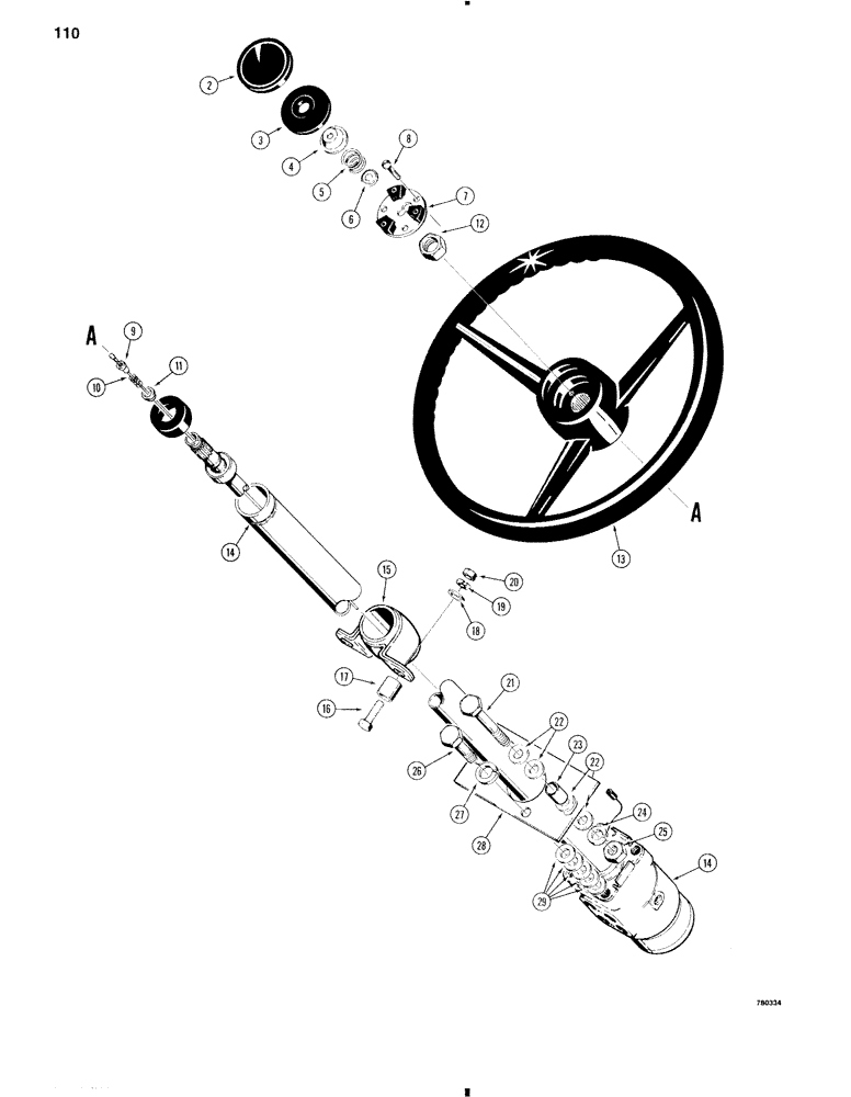 Схема запчастей Case W11 - (110) - STEERING WHEEL AND COLUMN (05) - STEERING