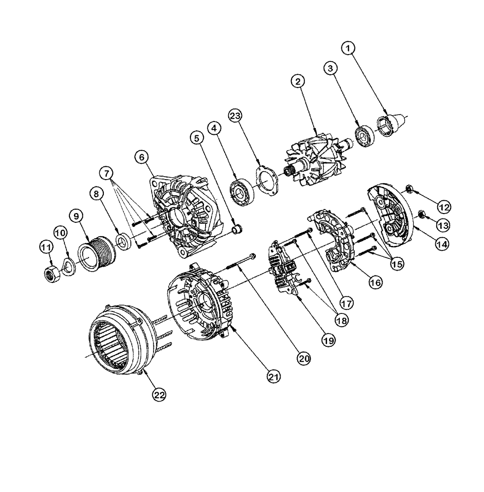 Схема запчастей Case 865 DHP - (4-010) - ALTERNATOR 80A - COMPONENTS (04) - ELECTRICAL SYSTEMS