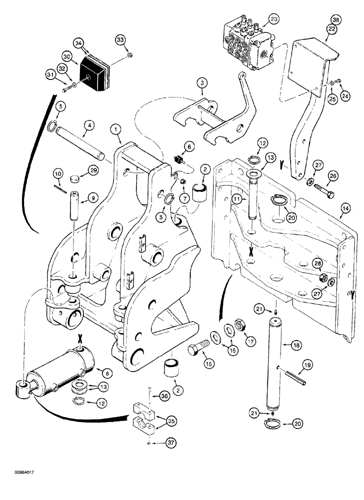 Схема запчастей Case 760 - (09-123A) - PLOW MOUNTING BRACKET AND SWING TOWER, P.I.N. JAF0104938 AND AFTER (89) - TOOLS