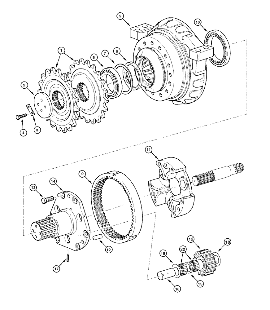 Схема запчастей Case 865 DHP - (6-054) - REAR AXLE GRAZIANO - END HOUSING ASSEMBLY (06) - POWER TRAIN