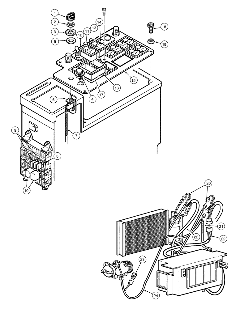 Схема запчастей Case 845 - (04-52[01]) - AIR CONDITIONING SYSTEM (04) - ELECTRICAL SYSTEMS