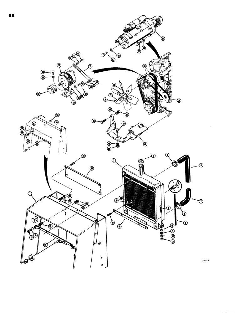 Схема запчастей Case W26B - (058) - ENGINE, RADIATOR AND RELATED PARTS, BEFORE TRACTOR SN 9107521 (02) - ENGINE