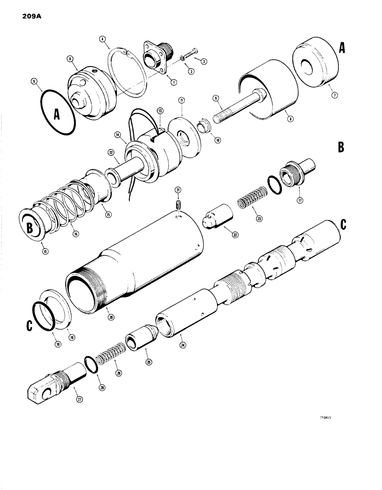 Схема запчастей Case W14 - (209A) - D71228 AND D71231 BUCKET SPOOLS (08) - HYDRAULICS