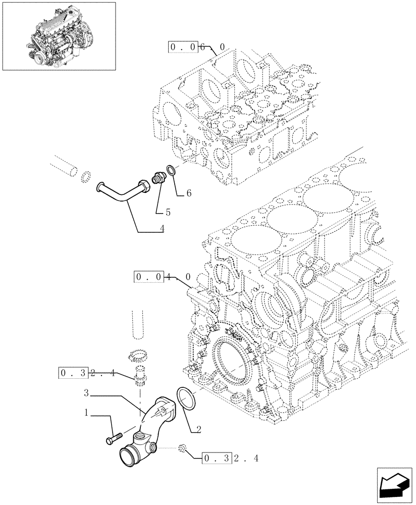 Схема запчастей Case F2CE9684C E001 - (0.32.3[01]) - WATER PUMP PIPES (504213642-504153553) 