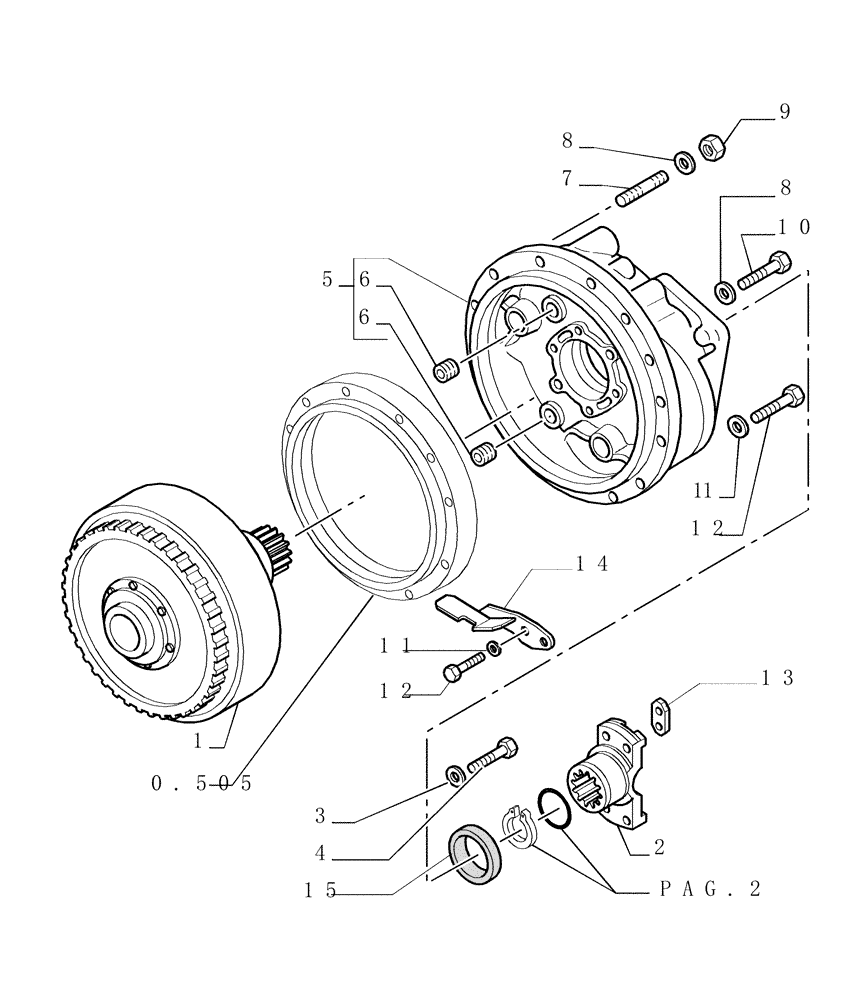 Схема запчастей Case 1850K LT - (1.200[01]) - UNIT TORQUE CONVERTER (29) - HYDROSTATIC DRIVE