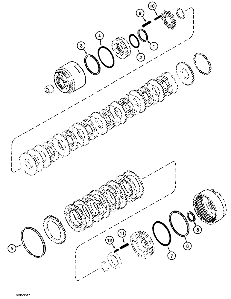 Схема запчастей Case 1150E - (6-40) - TRANSMISSION SERVICE KIT, CLUTCH REPAIR (06) - POWER TRAIN