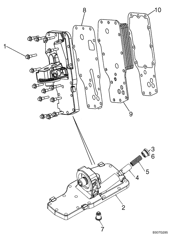 Схема запчастей Case 521E - (02-12) - OIL FILTER AND COOLER (02) - ENGINE