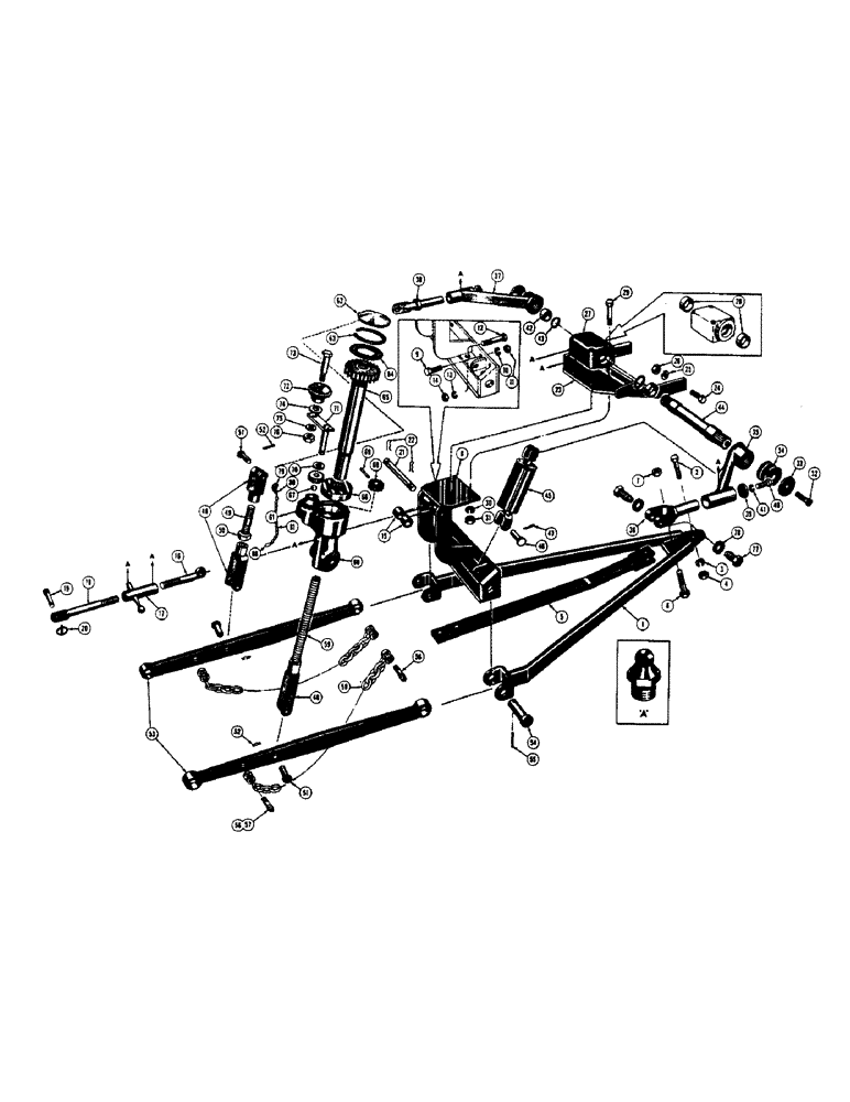 Схема запчастей Case 320 - (198) - EAGLE HITCH (WITH SWINGING DRAFT ARMS), DRAWBAR AND MOUNTING PARTS (05) - UPPERSTRUCTURE CHASSIS