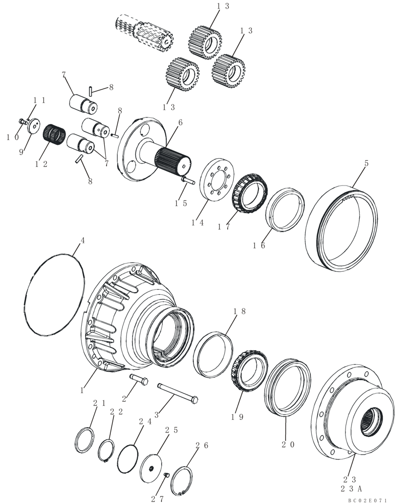 Схема запчастей Case 650K - (06-08) - FINAL DRIVE ASSY, HUB (06) - POWER TRAIN