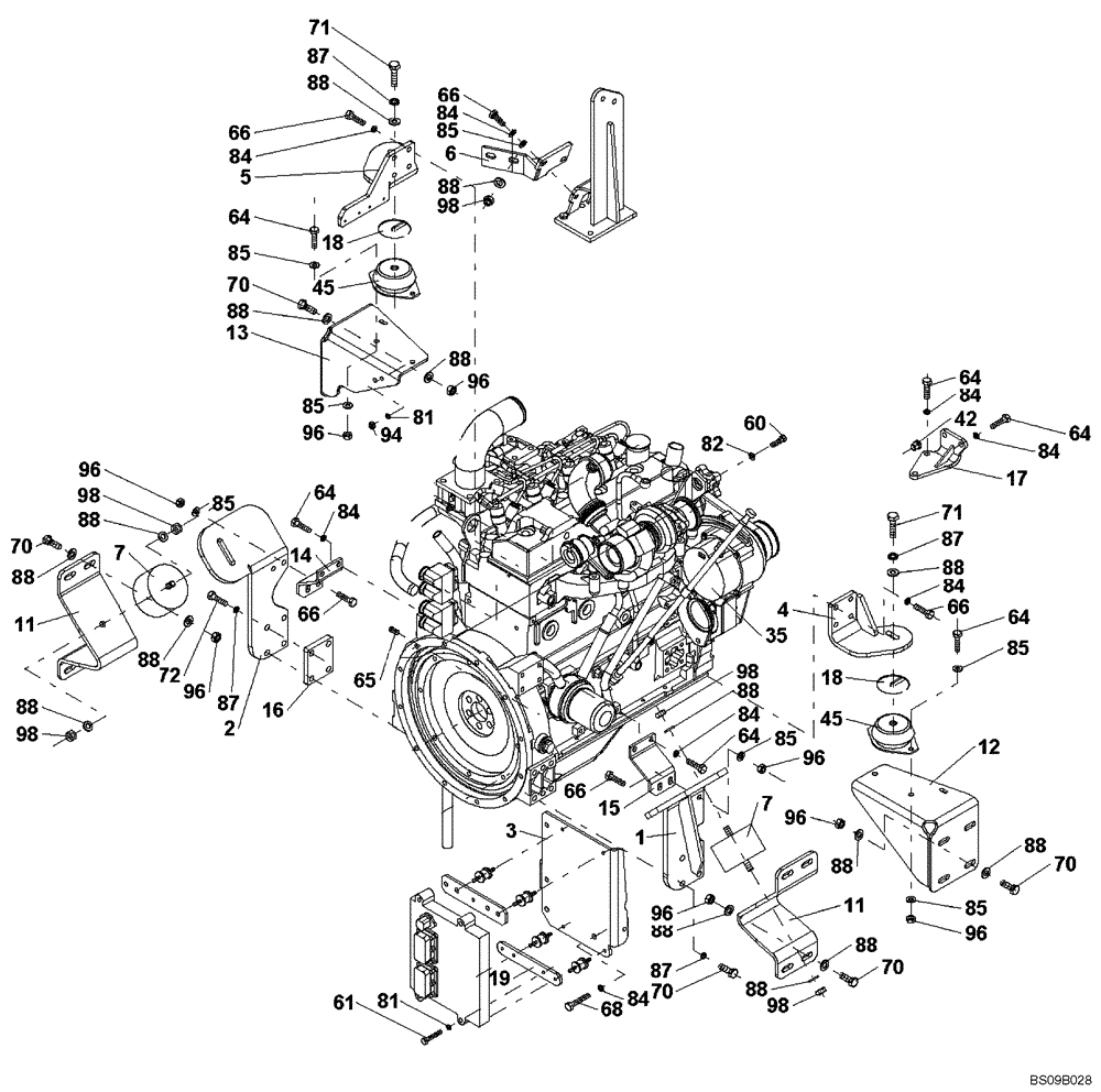 Схема запчастей Case SV210 - (02-01[01]) - ENGINE INSTALLATION (A) (GROUP 106) (ND138823) (02) - ENGINE