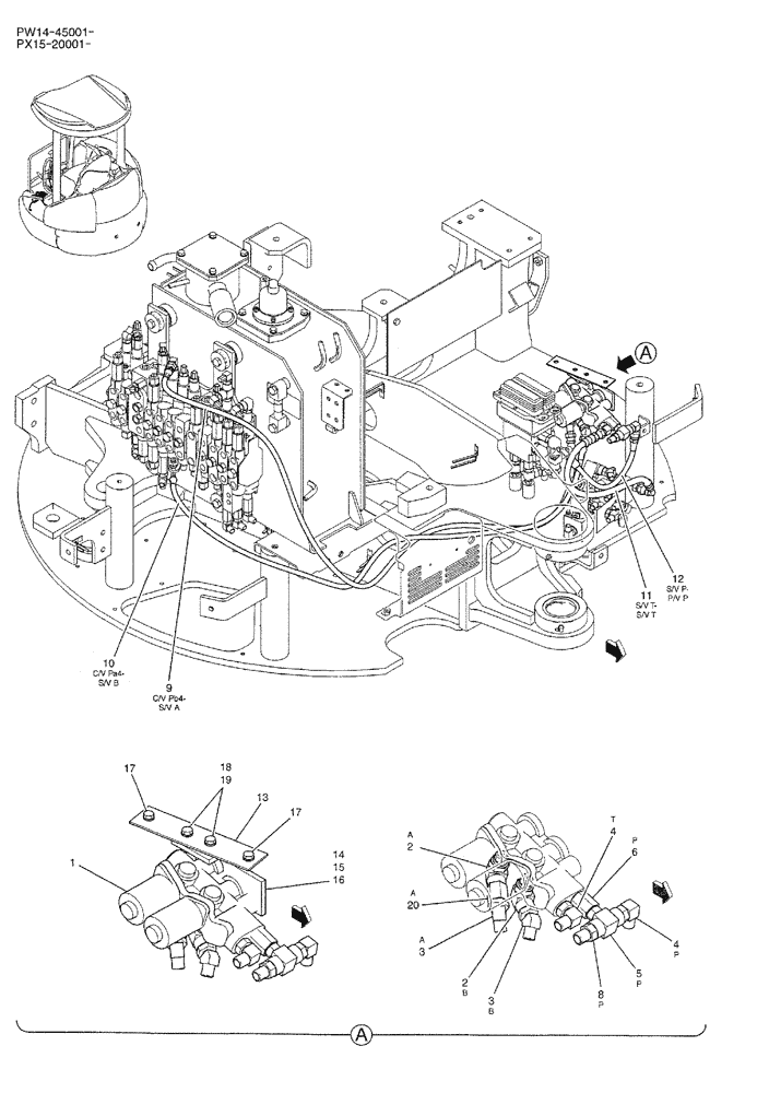 Схема запчастей Case CX36B - (01-039) - CONTROL LINES, VALVE (05) - SUPERSTRUCTURE