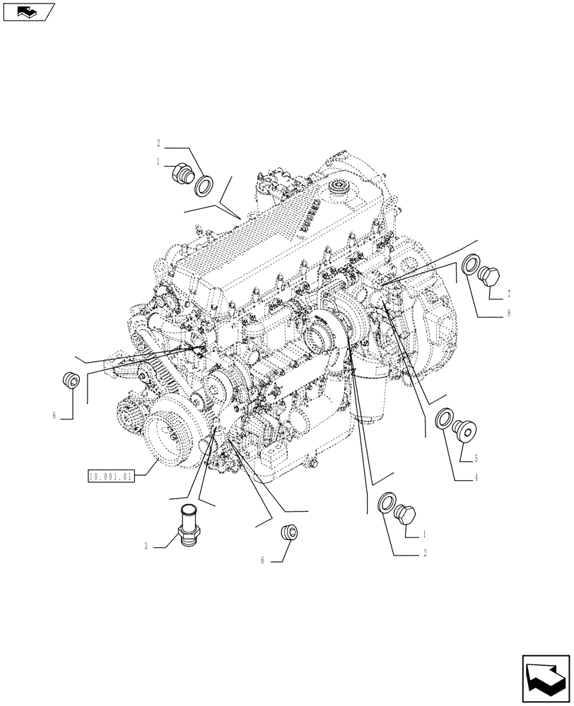 Схема запчастей Case F2CE9684C E017 - (10.400.01) - PIPING - ENGINE COOLING SYSTEM (504032236/38-5801368755-504051325-504088291-504236580/81-504088292-504223088) (01) - ENGINE