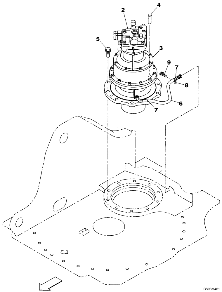 Схема запчастей Case CX240BLR - (08-056) - MOUNTING - SWING MOTOR (08) - HYDRAULICS