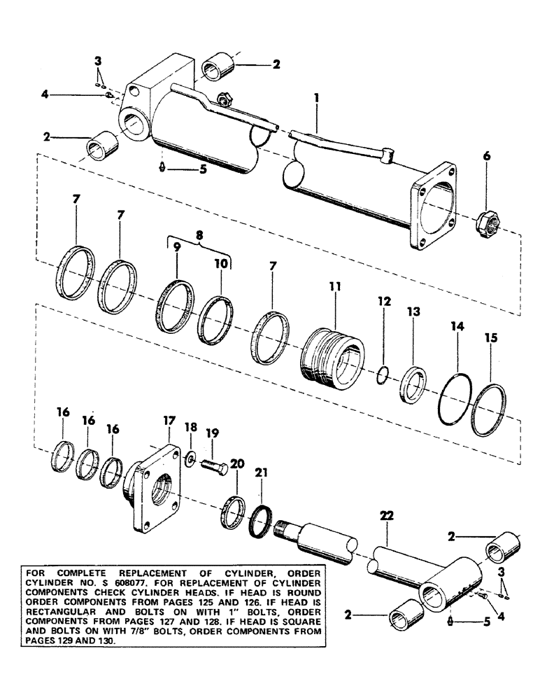 Схема запчастей Case 40YC - (129) - HOIST AND CROWD CYLINDER, (6.53" ID X 45.50" STROKE) (07) - HYDRAULIC SYSTEM