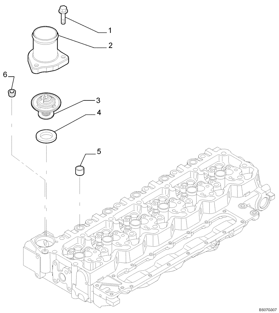 Схема запчастей Case 621E - (02-40) - THERMOSTAT - ENGINE COOLING SYSTEM (02) - ENGINE