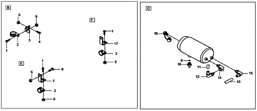 Схема запчастей Case 330B - (49A01001134[001]) - PNEUMATIC SYSTEM, FRONT FRAME - OPTION (P.I.N. HHD0330BN7PG57000 AND AFTER) (84293489) (09) - Implement / Hydraulics / Frame / Brakes