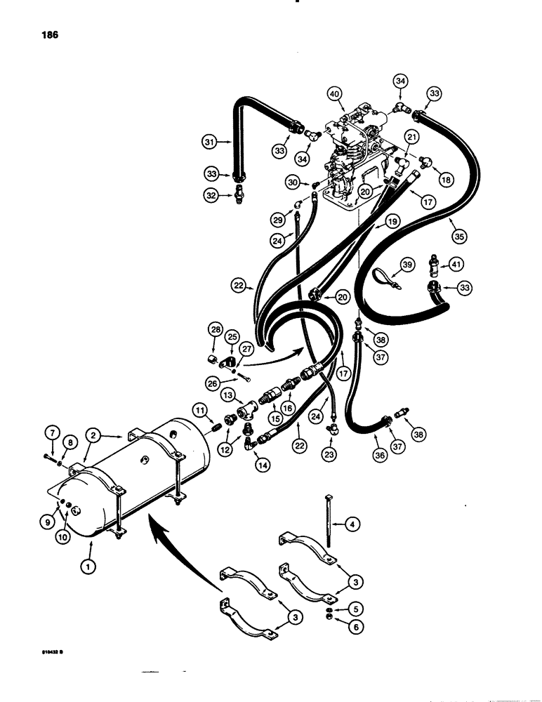 Схема запчастей Case 780B - (186) - BRAKE SYSTEM, RESERVOIR AND LINES (07) - BRAKES