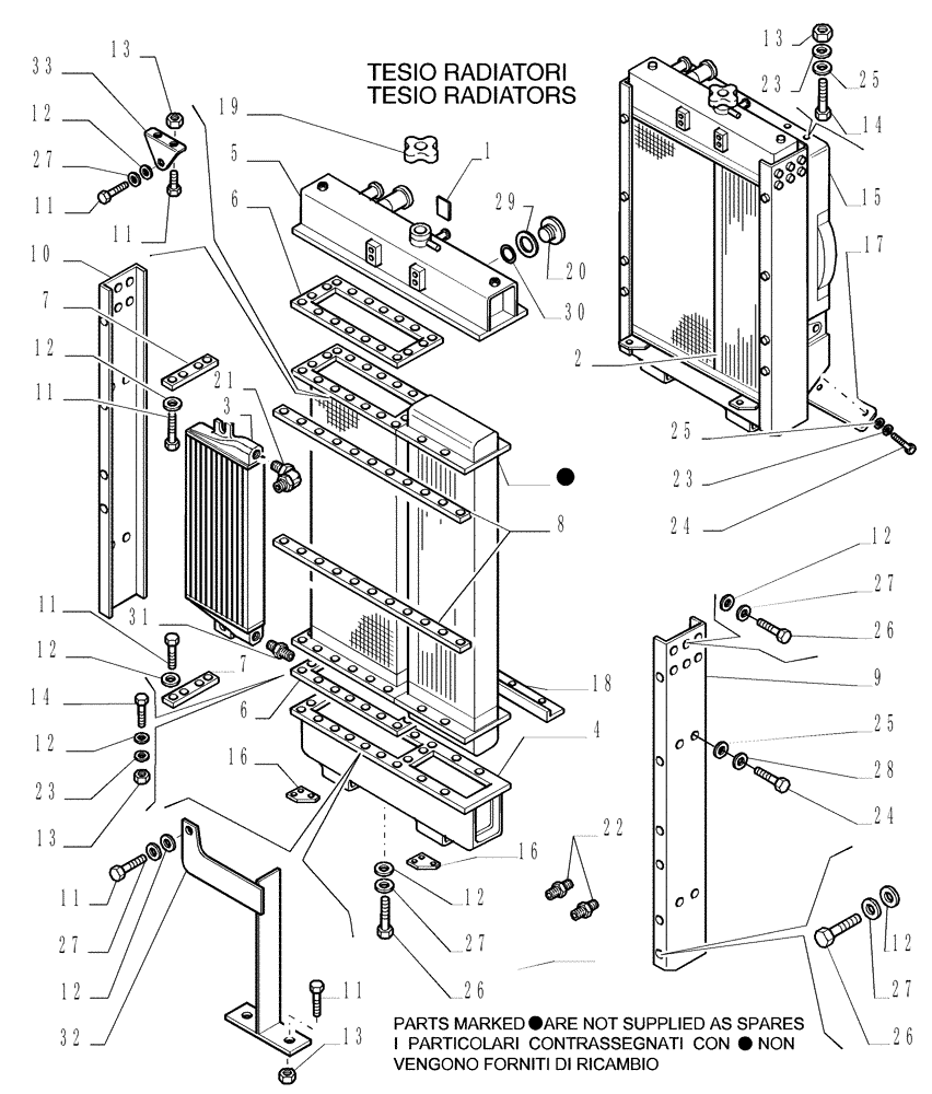 Схема запчастей Case 1850K - (0.550[04A]) - WATER RADIATOR - COMPONENTS (01) - ENGINE