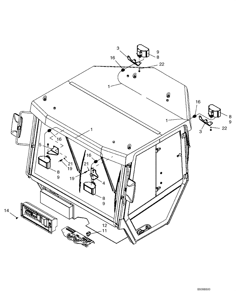 Схема запчастей Case DV210 - (55.404.01[02]) - WORK LIGHTS - CAB (GROUP 416-ND131528) (55) - ELECTRICAL SYSTEMS