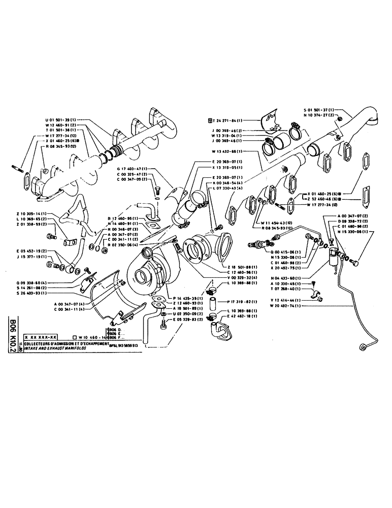 Схема запчастей Case 160CL - (077) - INTAKE AND EXHAUST MANIFOLDS (01) - ENGINE