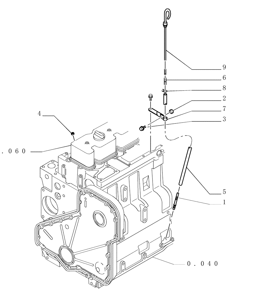 Схема запчастей Case 1850K - (0.270[01]) - ENGINE OIL DIPSTICK (01) - ENGINE