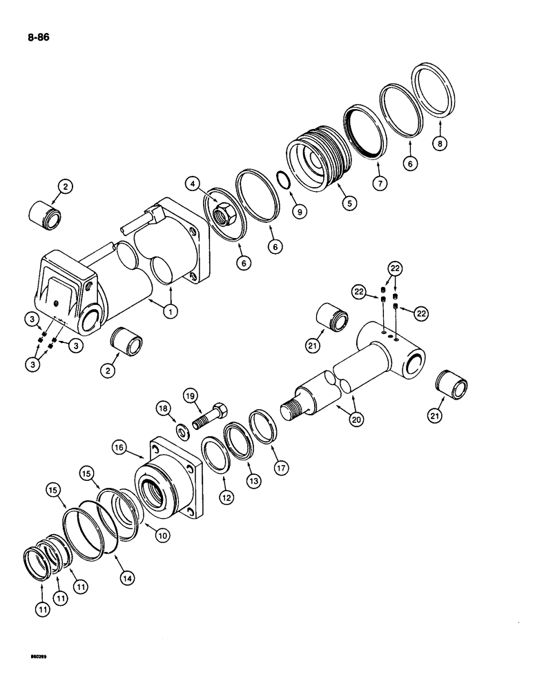 Схема запчастей Case 1085C - (8-086) - ARM CYLINDER, USED ON MODELS WITH MATERIAL HANDLING BOOM (08) - HYDRAULICS