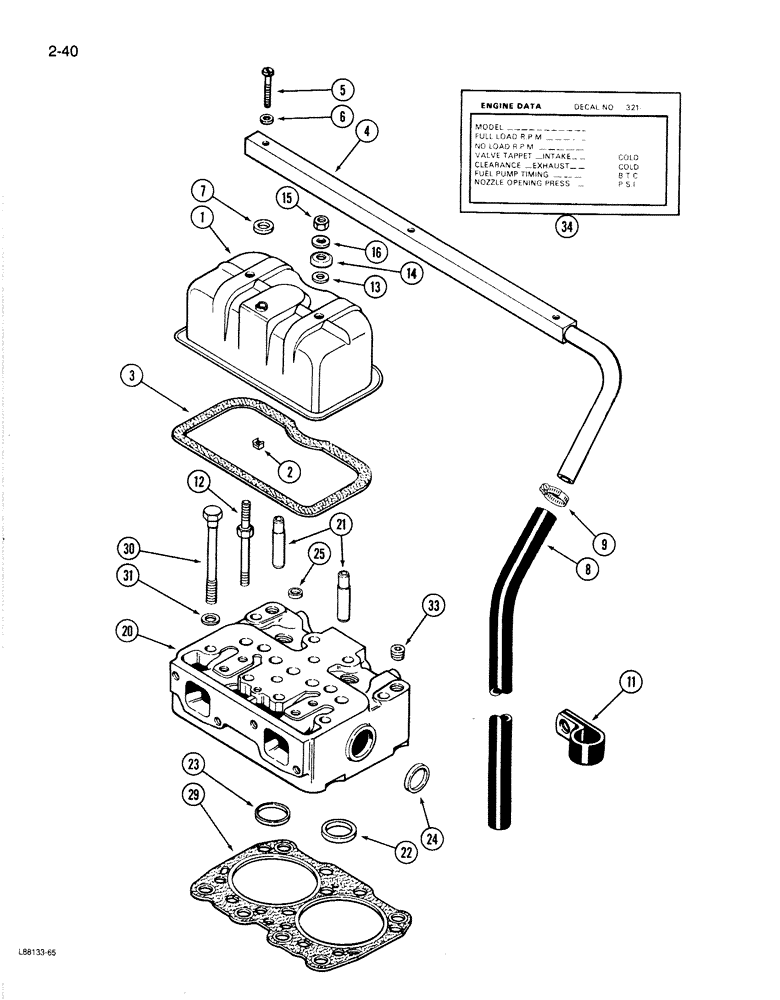 Схема запчастей Case 1187B - (2-40) - CYLINDER HEAD AND COVER, 504BDT ENGINE (02) - ENGINE