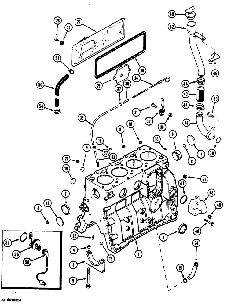 Схема запчастей Case 1088 - (036) - CYLINDER BLOCK (10) - ENGINE