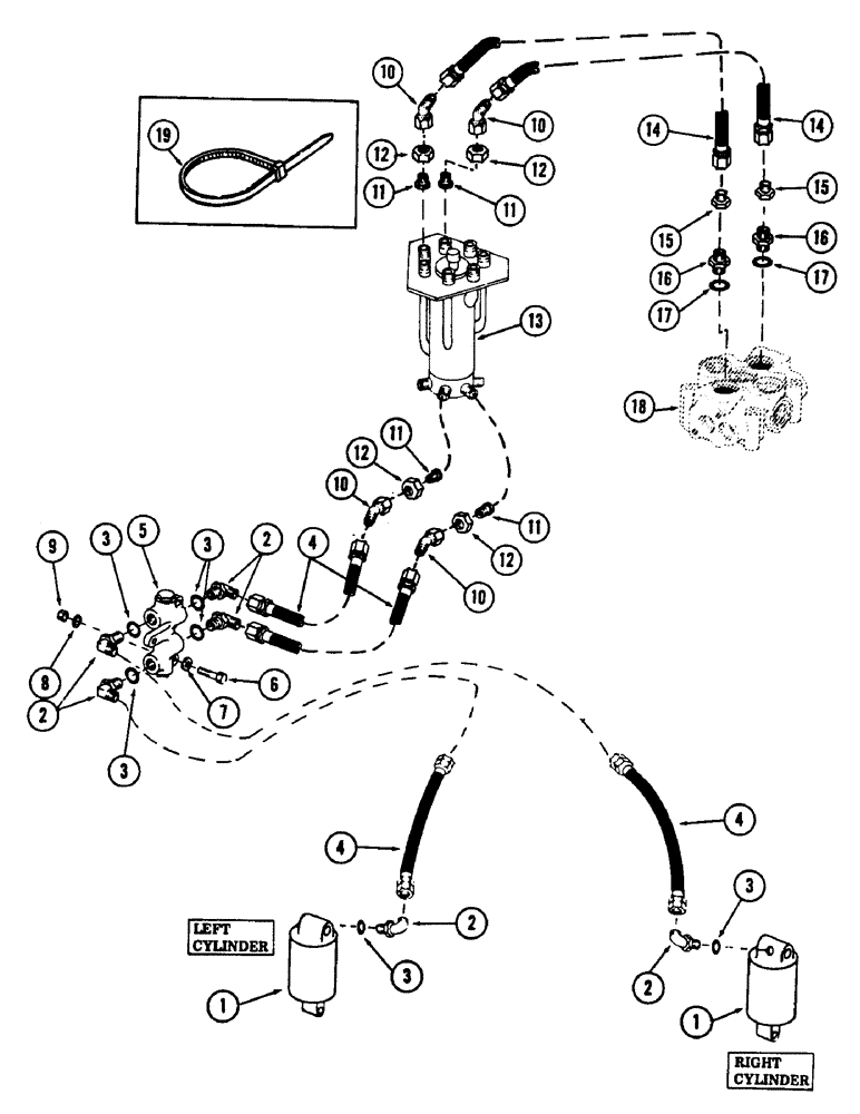 Схема запчастей Case 880B - (164) - LEVELER TUBING (07) - HYDRAULIC SYSTEM