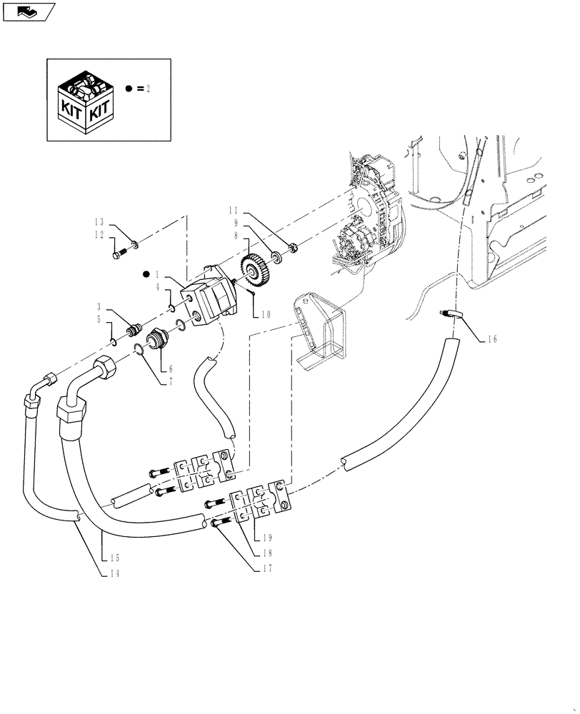 Схема запчастей Case 821F - (33.202.05) - MAIN BRAKE HYDRAULIC PUMP (33) - BRAKES & CONTROLS