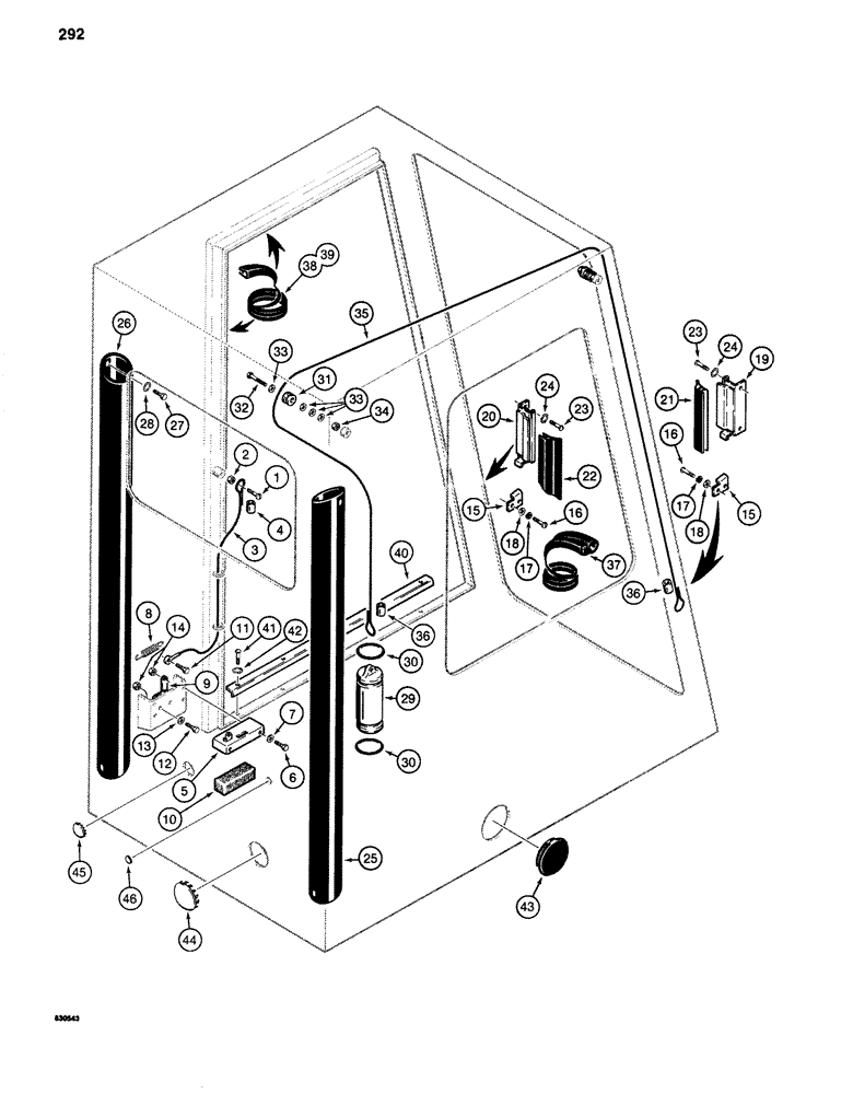 Схема запчастей Case 1280 - (292) - CAB, WINDSHIELD CABLES AND MISCELLANEOUS (05) - UPPERSTRUCTURE CHASSIS