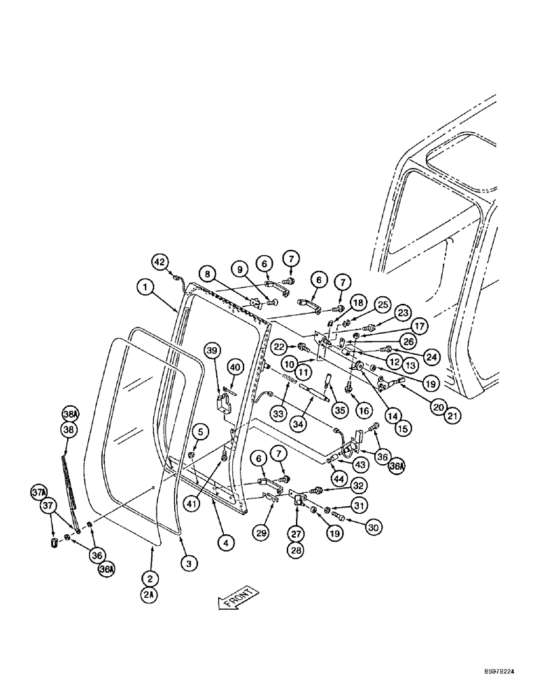 Схема запчастей Case 9010B - (9-066) - CAB FRONT WINDOW ASSEMBLY (09) - CHASSIS