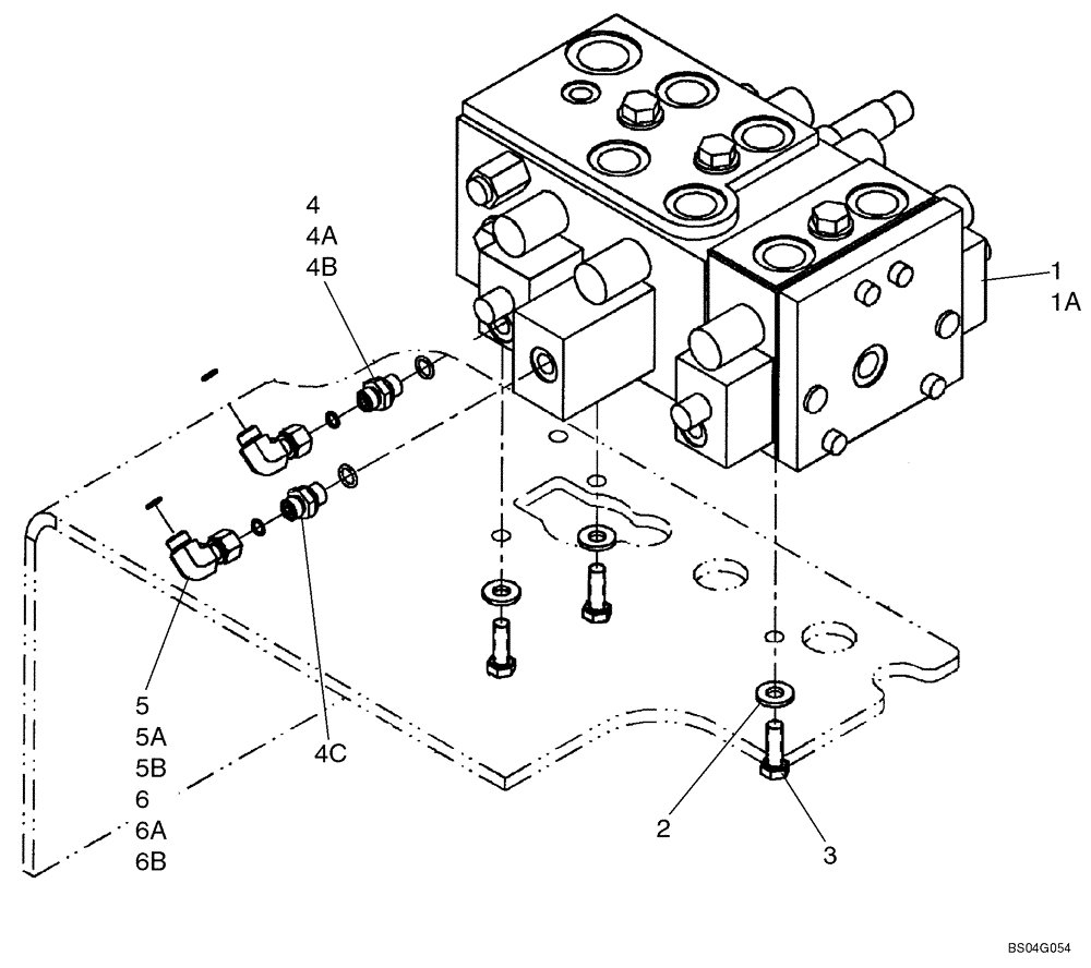 Схема запчастей Case 621D - (08-11) - VALVE, CONTROL - MOUNTING, THREE SPOOL - Z-BAR/XT (08) - HYDRAULICS